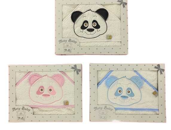 Toalhas de banho bordadas para bebé  Panda
