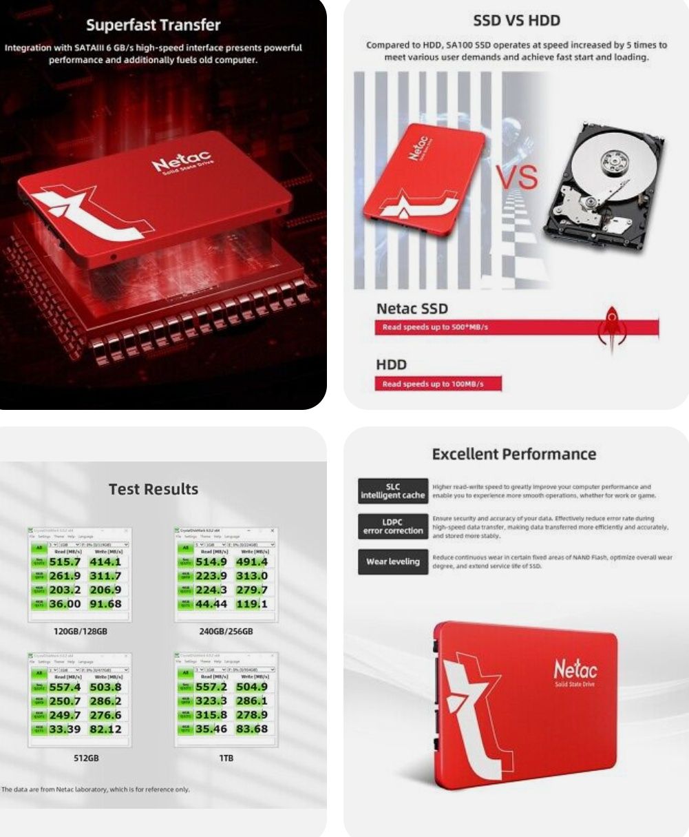 Накопичувач SSD Netac SA100 128 Gb SATA III 2,5" RED