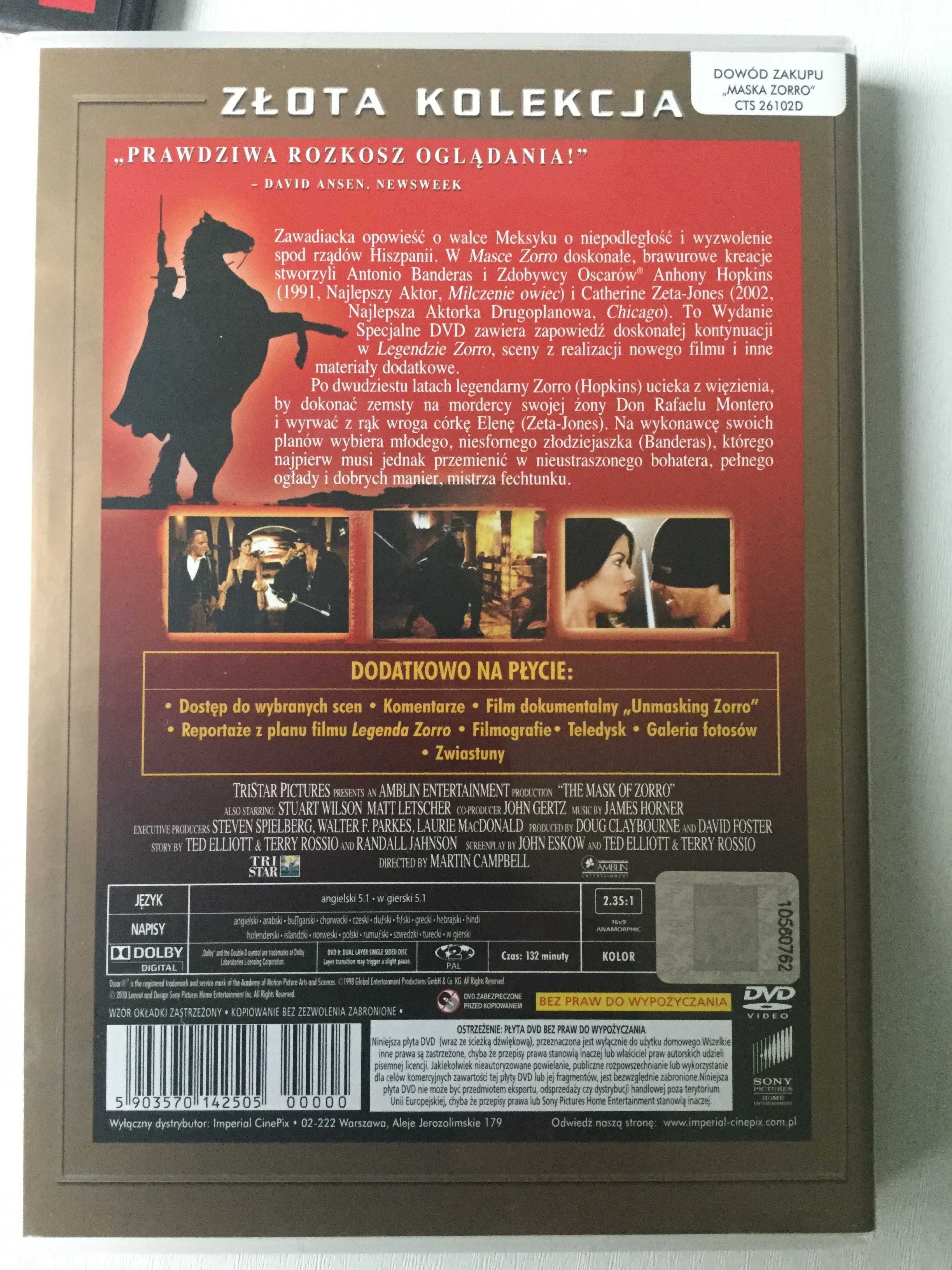 Maska Zorro (DVD napisy PL) + Legenda Zorro (DVD lektor i napisy PL)