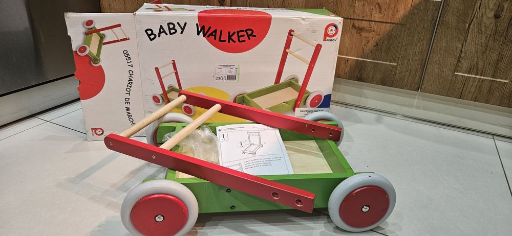 Drewniany jeździk wózek chodzik pchacz nowy Pintoy