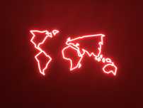 Duzy neon led mapa swiata