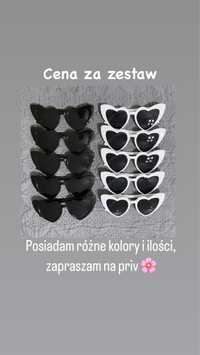 Zestaw okulary serca 10 sztuk, 5 białych i 5 czarnych