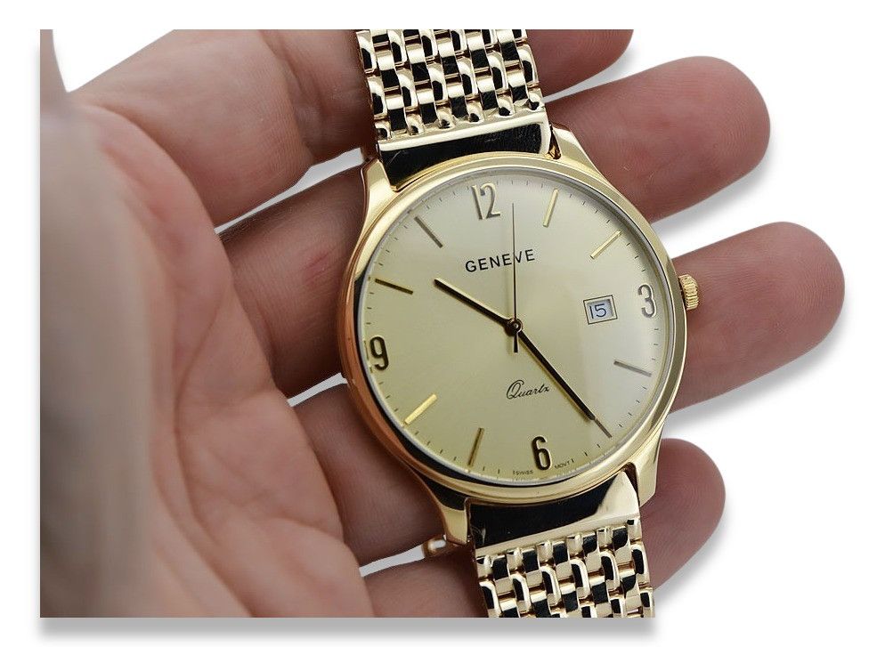 Złoty zegarek męski 14k 585 z bransoletą Geneve mw017y&mbw013yo