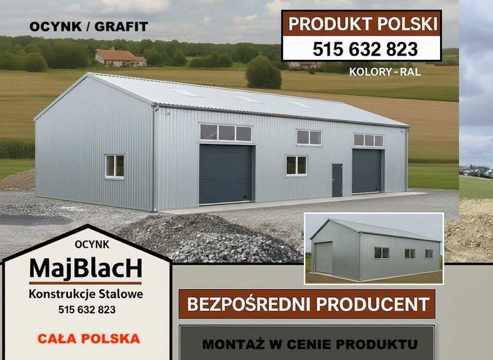Garaż Blaszany|Ocynk|Hala Magazynowa|Wiata Stalowa – Maj-Blach