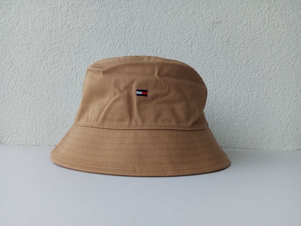 Nowy oryginalny kapelusz bucket hat beżowy logo Hilfiger