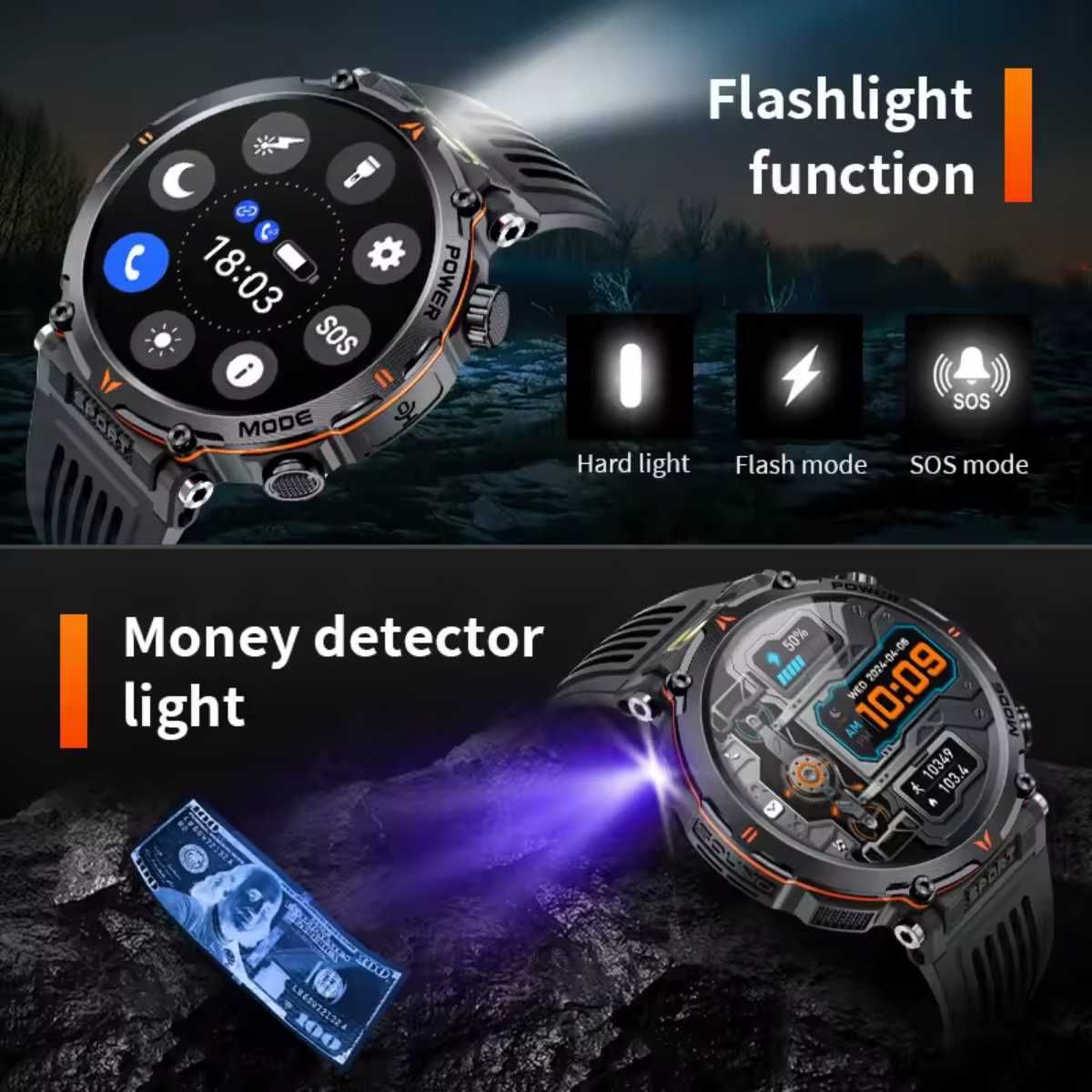 Смарт часы: LIGE HT30. NFC. Compass. LED-фонарик.3D меню.