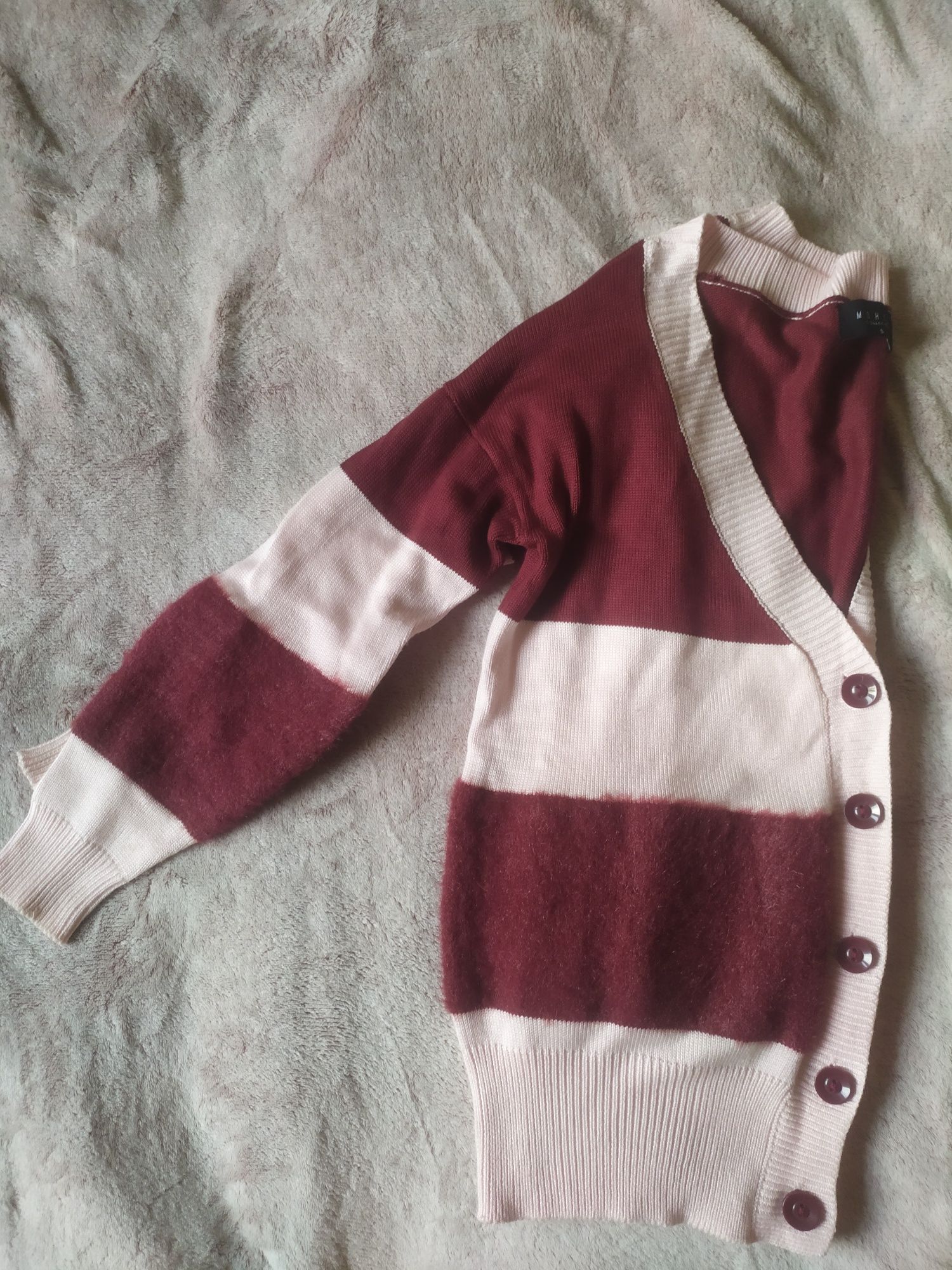 Rozpinany sweter z włochatą wstawką, s, mohito