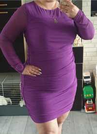 Fioletowa sukienka dopasowana sexi 48/50/52 plus size