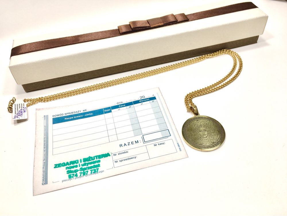 Złoty męski łańcuszek VERSACE•wybite próby pozłacany 18K 0,750