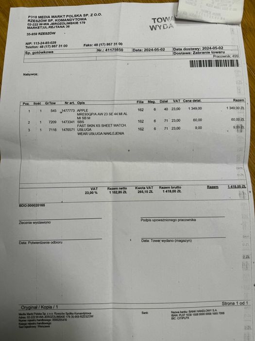 Apple Watch SE 44 mm (2. gen) – stan bardzo dobry