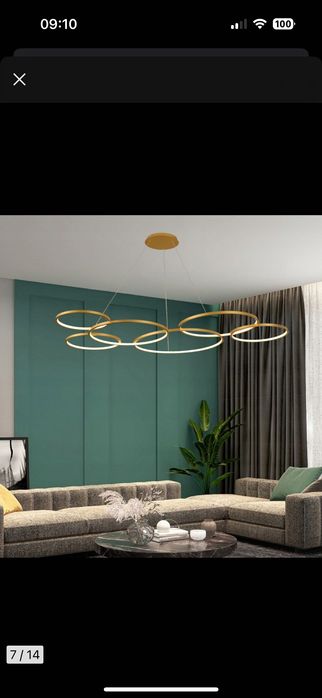 Lampa wisząca 120cm okręgi ring żyrandol  złota