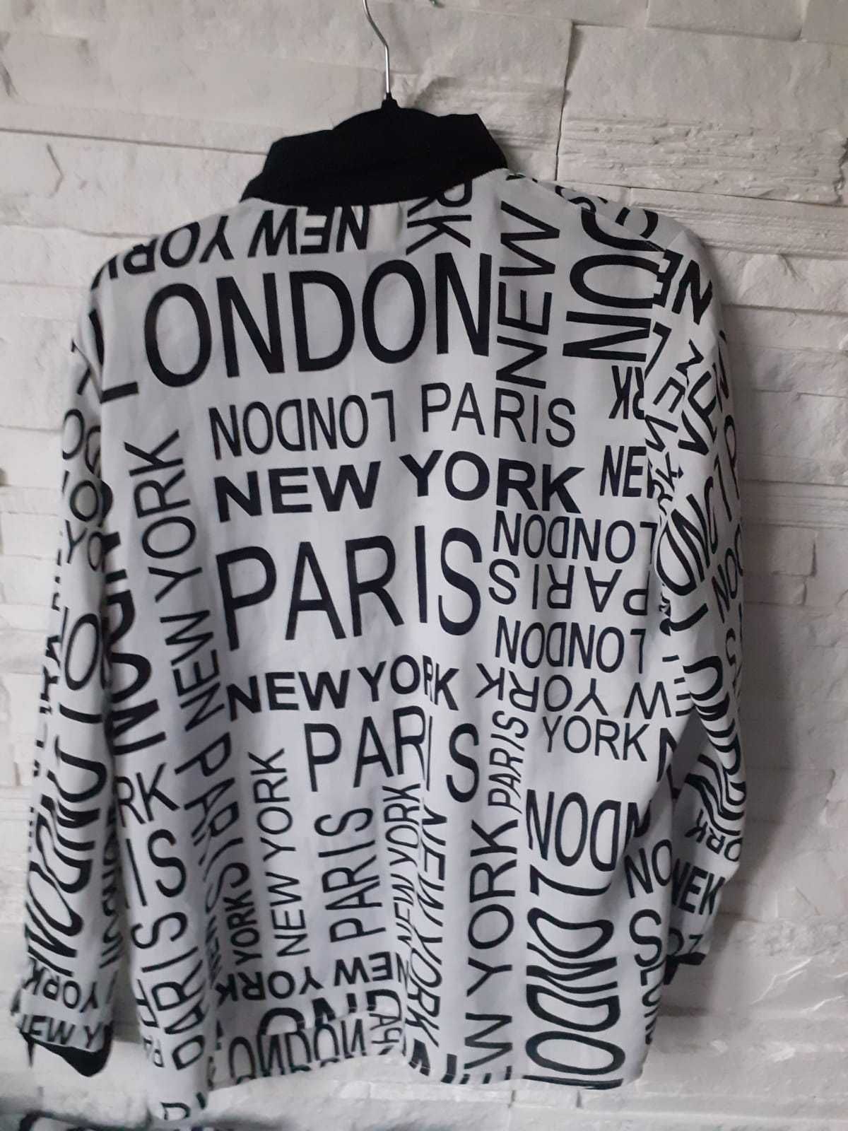 Koszula biała w litery Paris London New York 46