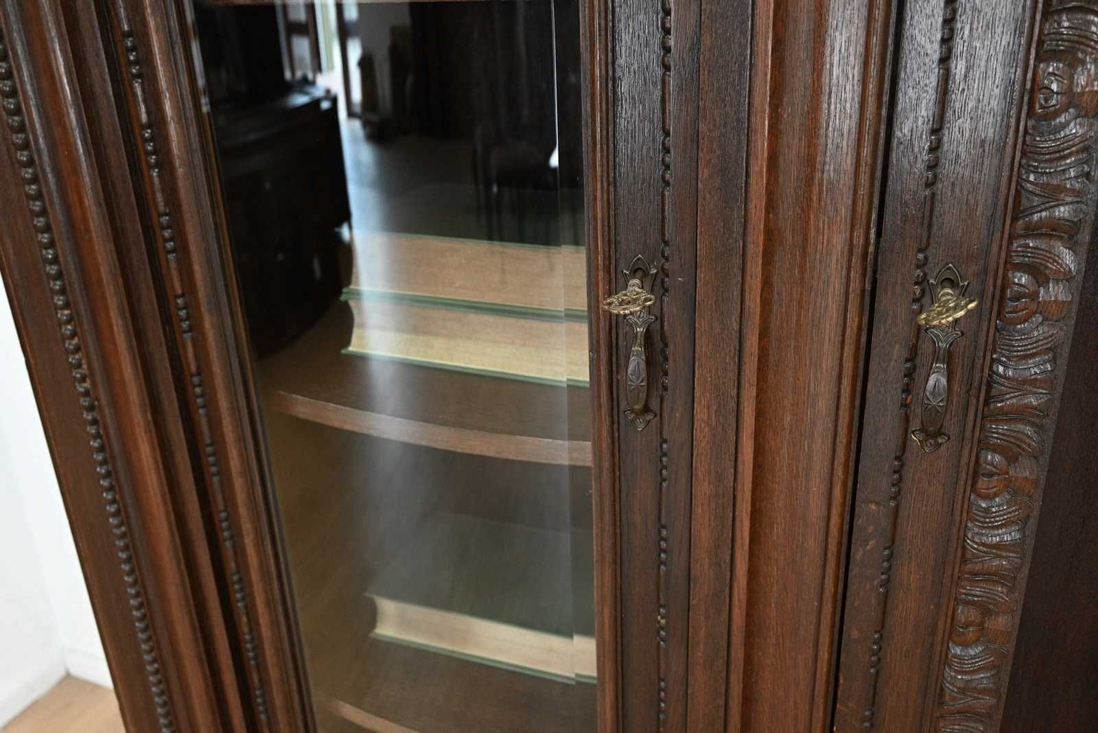 drewniana antyczna stylowa okazała biblioteka gięte szyby dostawa