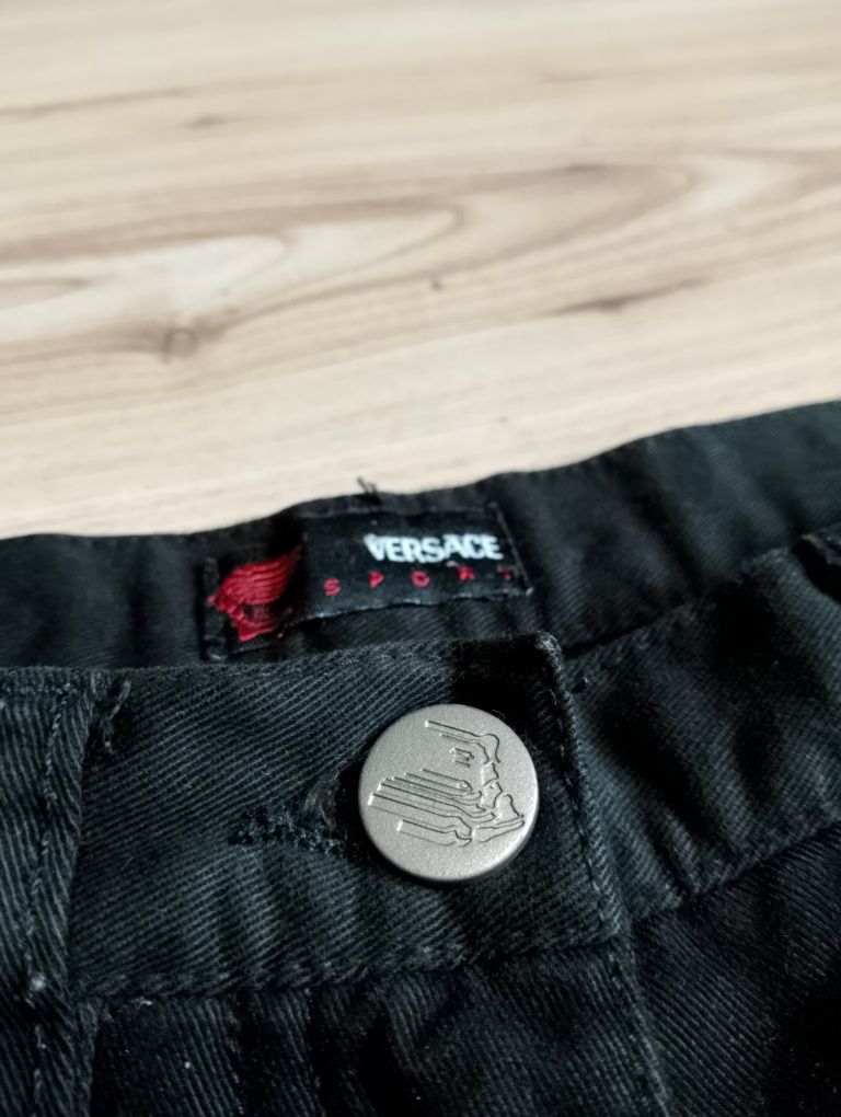 Czarne Damskie Spodnie Jeansowe Dżinsowe Versace Sport