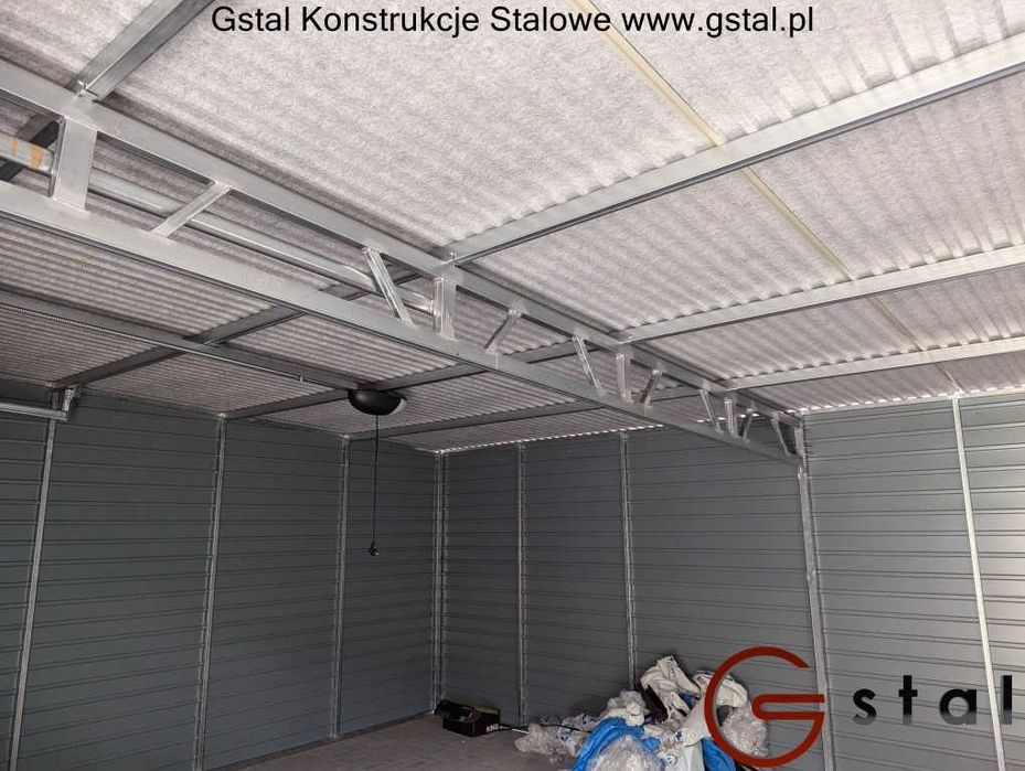 garaż blaszany hala wiata 12x6 orzech solidny profil zamknięty