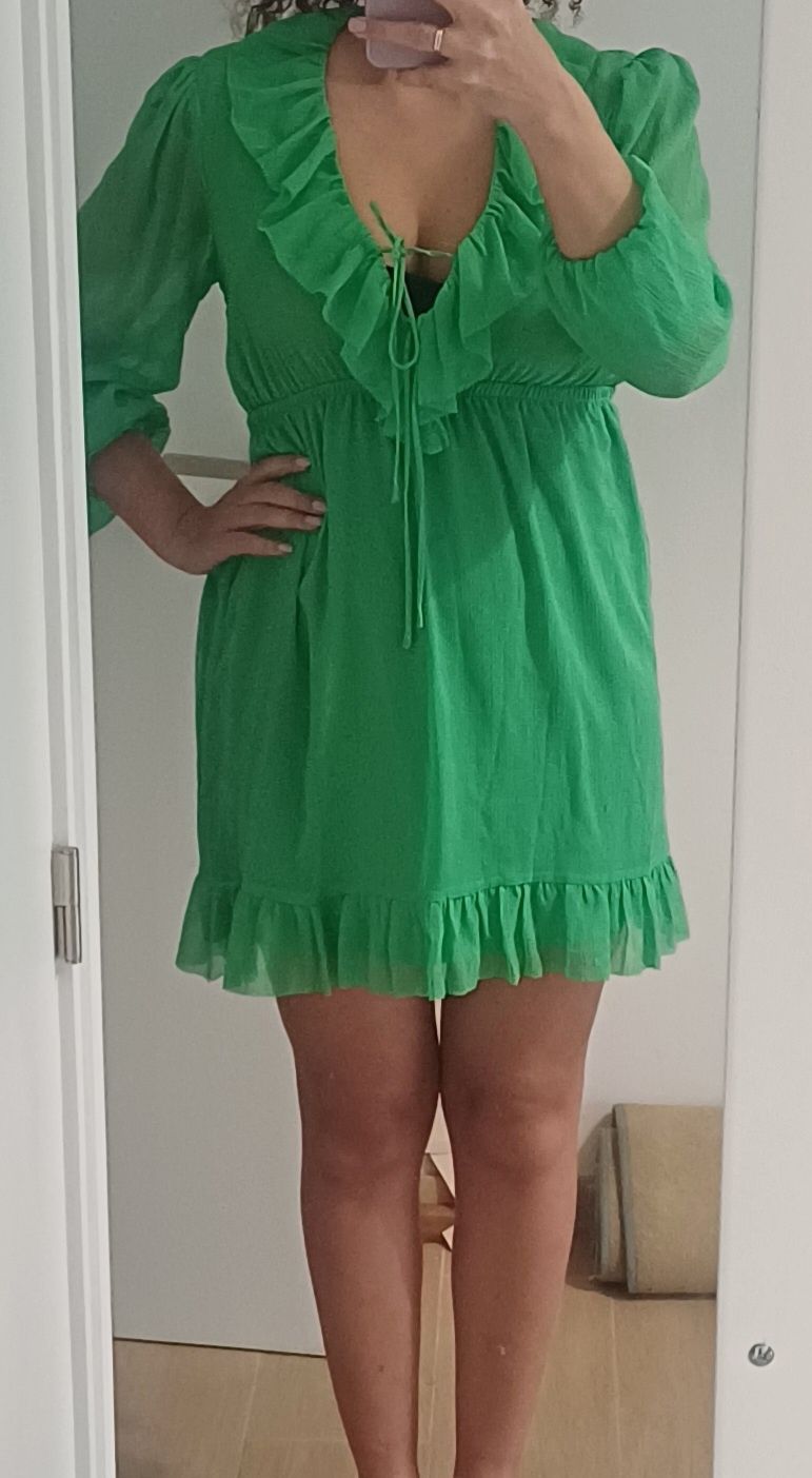 Vestido verde da mango (novo)-M