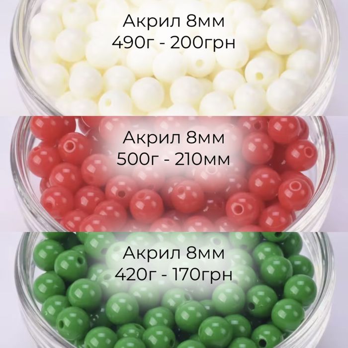 Акрилові намистини 4,6,8 та 10мм