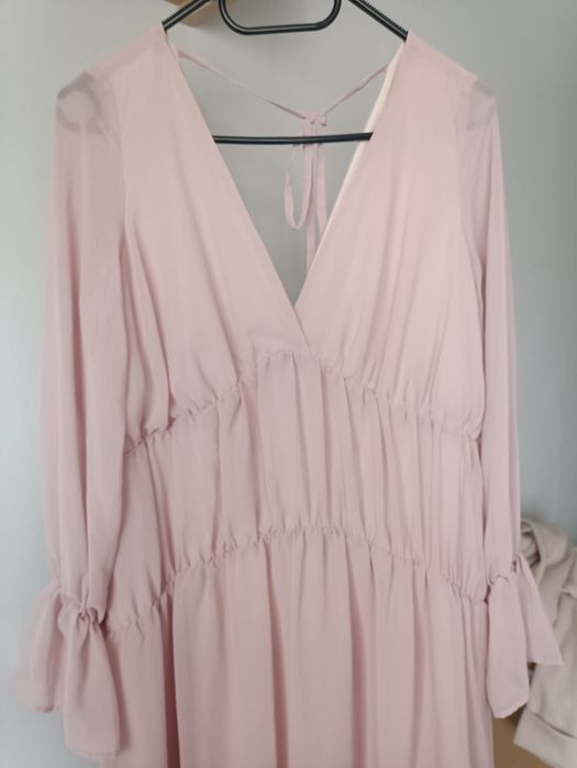 Reserved rozmiar 36/38 S/M pudrowa luźna sukienka na lato