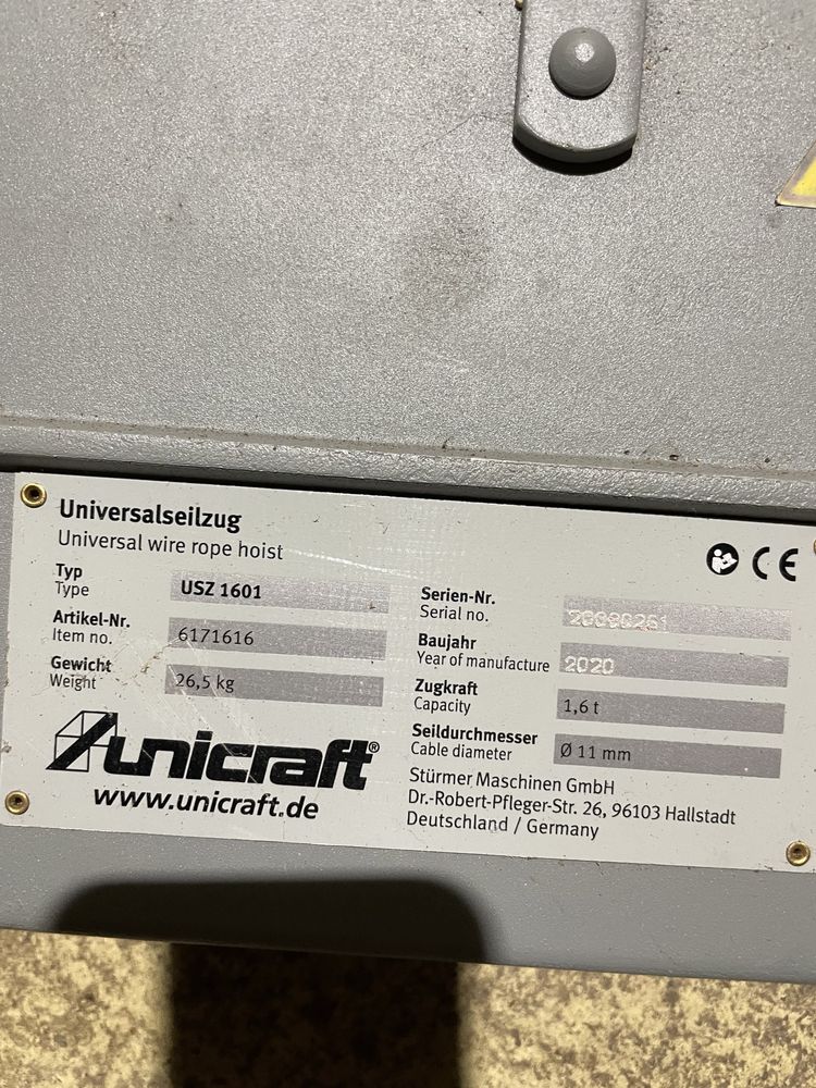 Uniwersalna Wciągarka Linowa 1,6T Unicraft