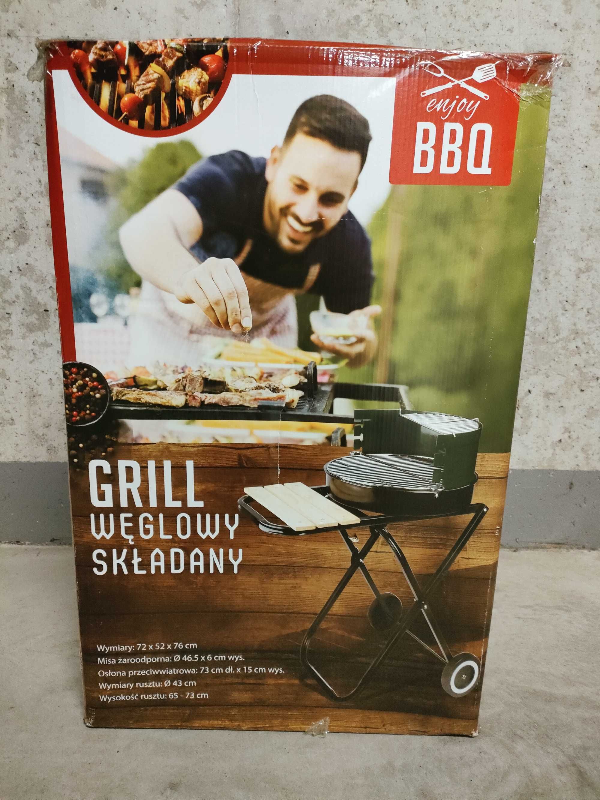 Grill ogrodowy, węglowy z półką , na kółkach