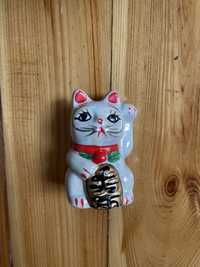 Śmieszny porcelanowy maneki neko kot kotek szczęście fortuna prezent