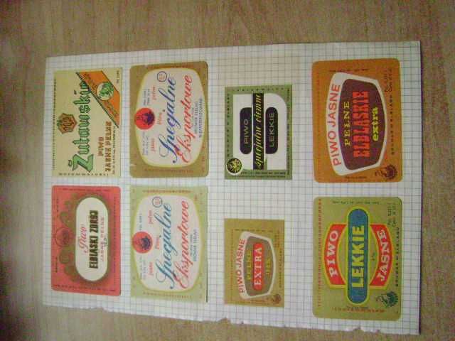 Starocie z PRL Etykiety piwne z PRL = Zestaw 45 sztuk Sierpc i Elbląg