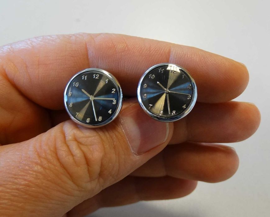 Spinki mankietowe do koszuli okrągłe zegarki jakość premium nowe