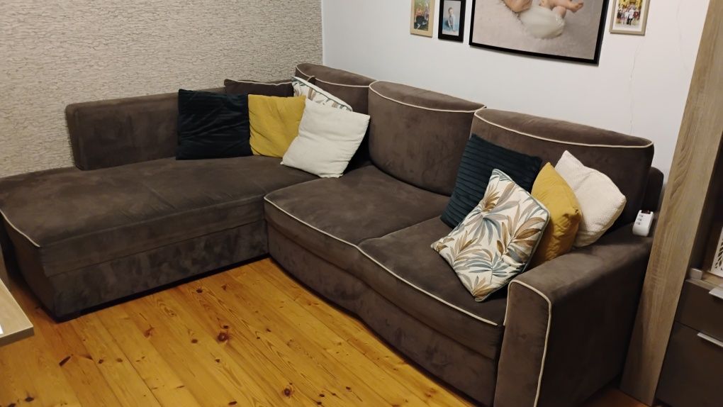 Narożnik duża kanapa rozkładana salon