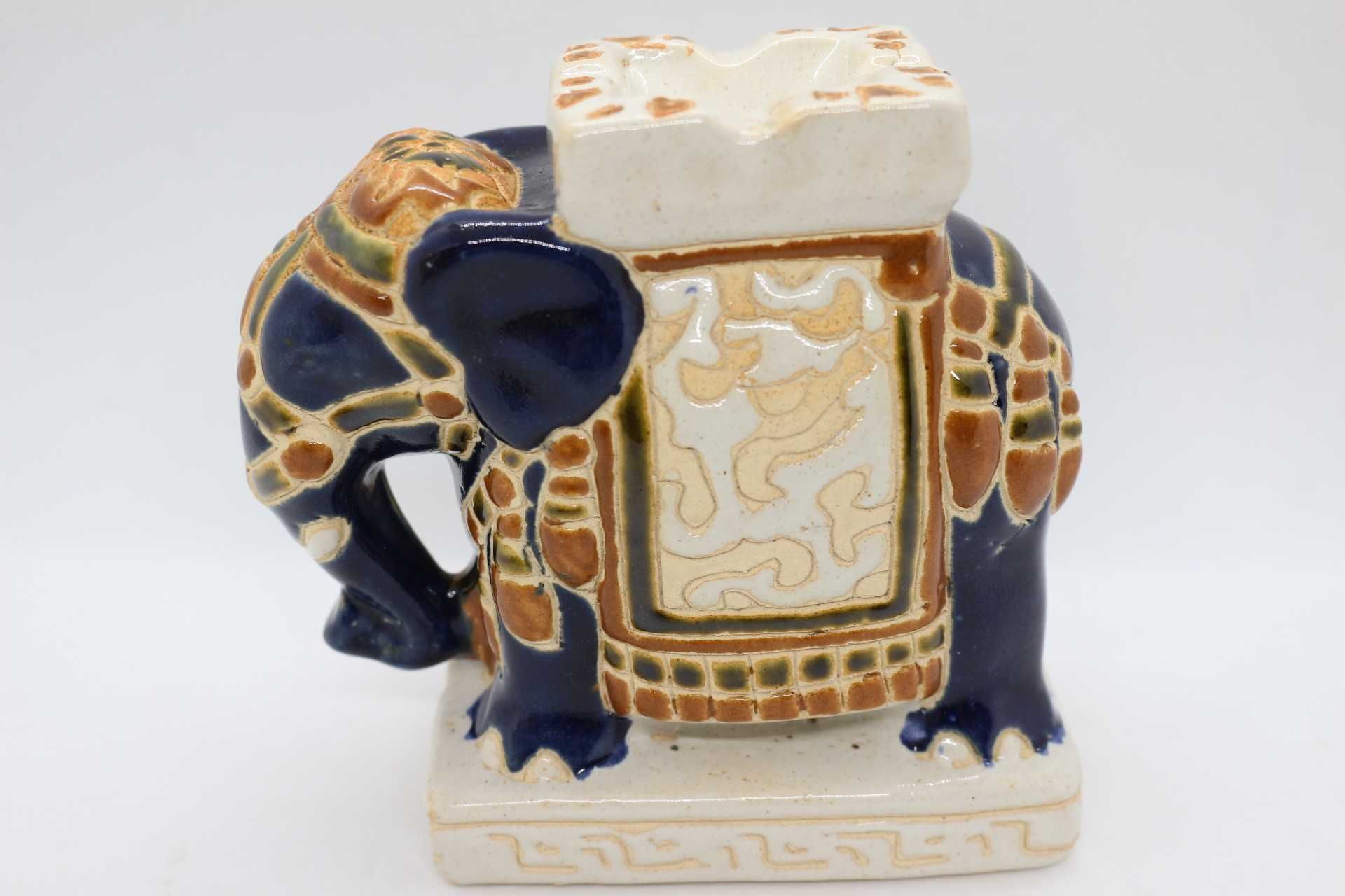 Elefante Porcelana Chinesa vidrada Azul antigo 15 A cm XX