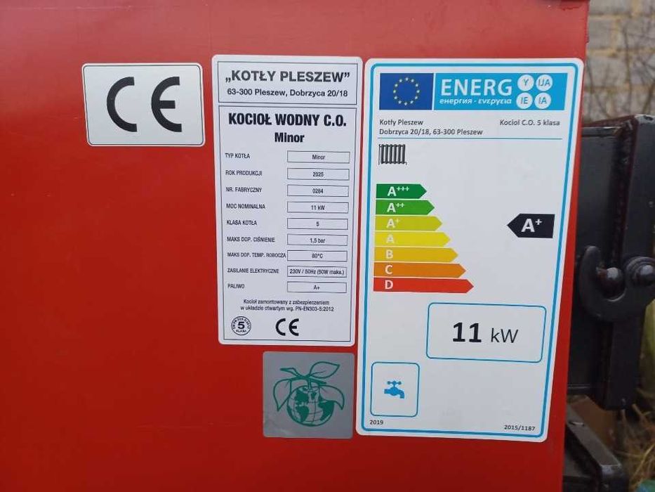 Kocioł kotły 11kW do 100m2 Piec piece na drewno węgiel pelet klasa