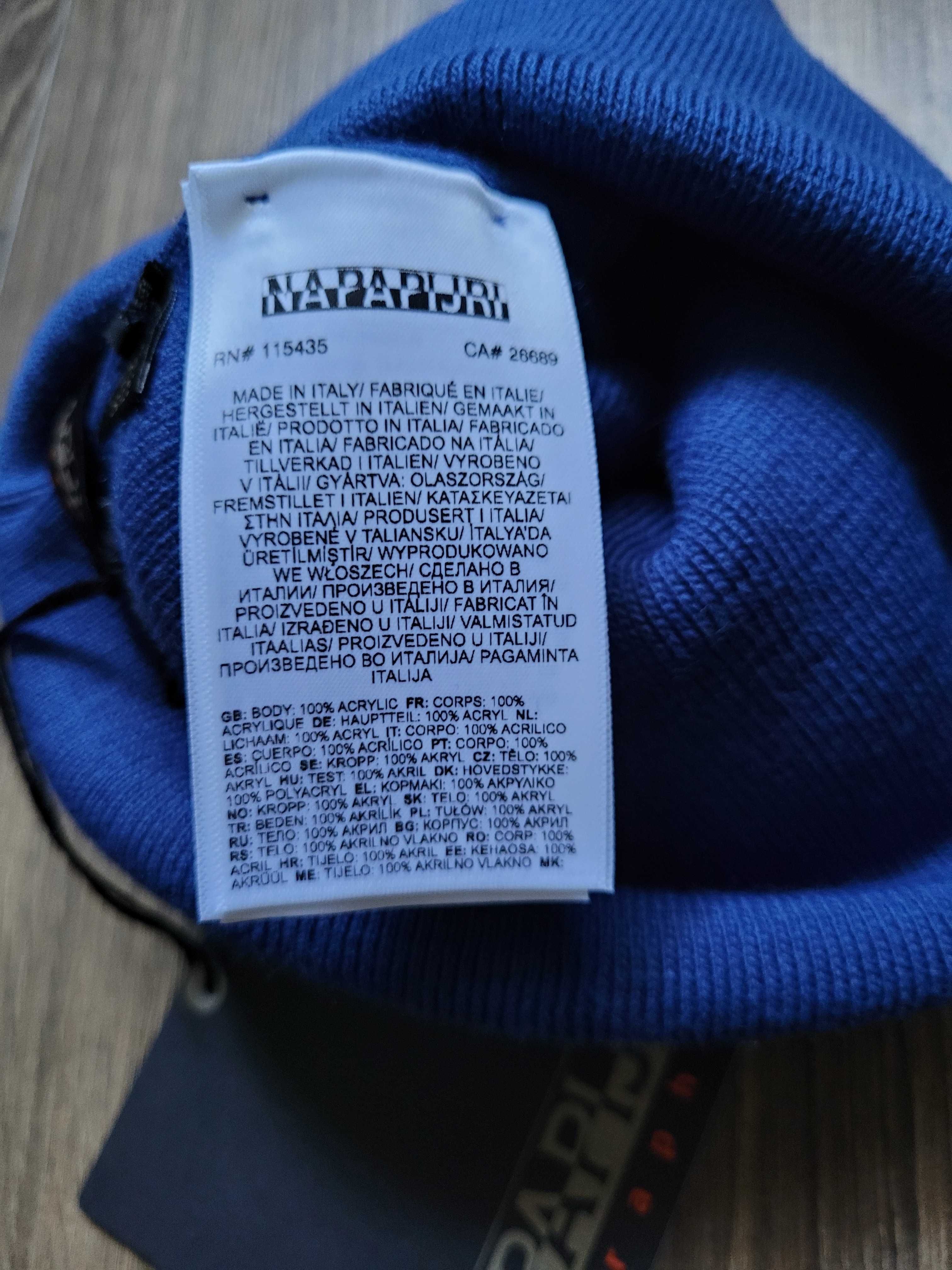czapka beanie Napapijri F-mountain Niebieska Blue Ensign zimowa z logo