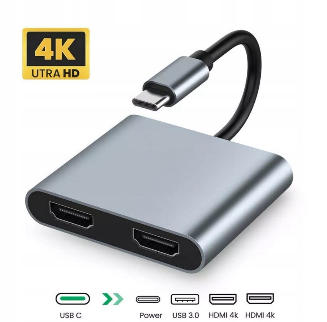 USB C na 2 monitory HDMI, USB3.0 i Power Delivery