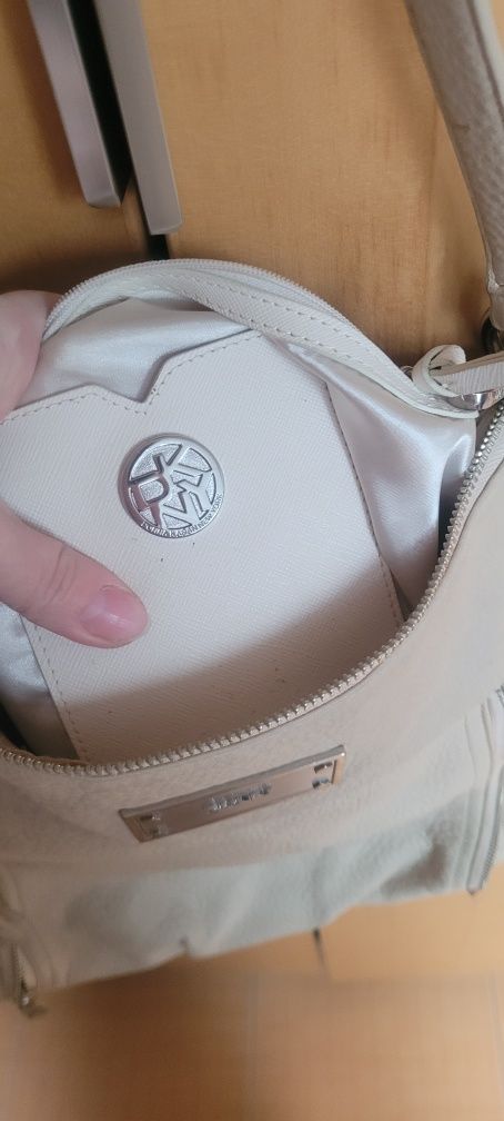 DKNY torebka shopper camel frędzle skóra