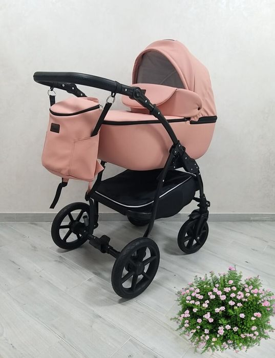 Дитяча коляска 2в1 Classic Victoria Gold рожевий, екошкіра