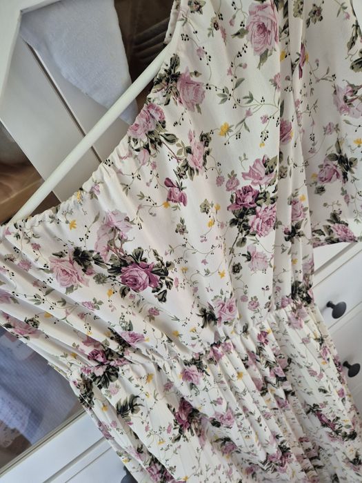 Piekna elegancka jal Nowa sukienka na jedno ramie w kwiaty, midi