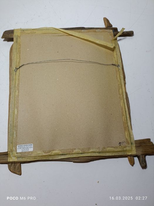 Obraz drzewo malowany na jedwabiu w drewnianej naturalnej ramie 36x39