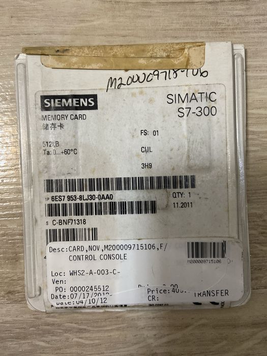 Карта памяті Siemens simatic S7-300