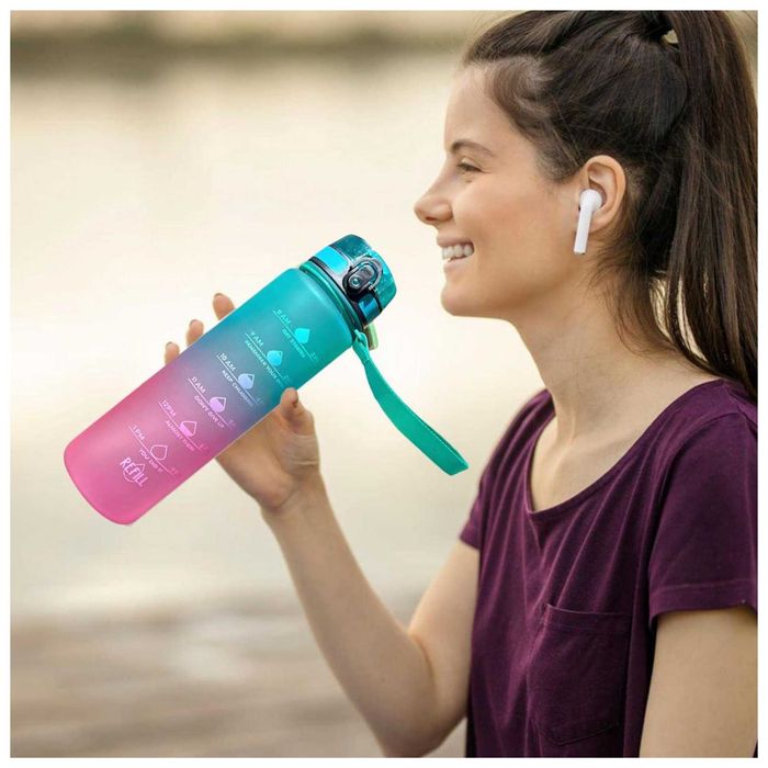 Butelka Motywacyjna Na Wodę 1L Bidon Sportowy z Podziałką i Miarką XXL