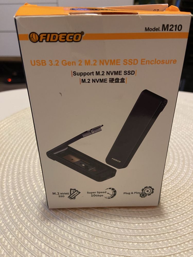 FIDECO Obudowa M.2 NVMe, obudowa USB 3.2 Gen 2 NVMe SSD, adapter
