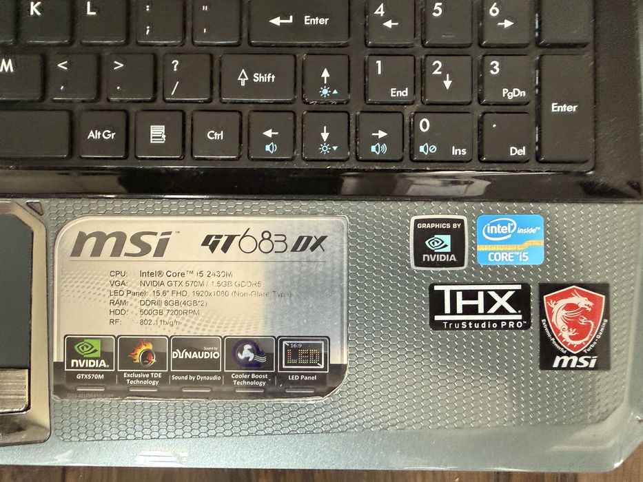 Laptop MSI GT683DX na części