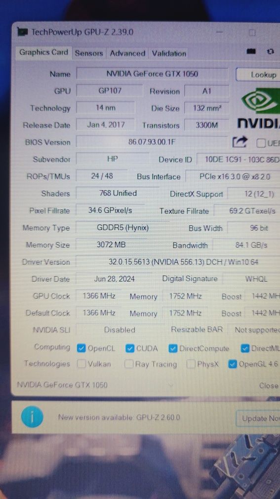 Hp 15.6 FHD Ryzen5 3550/16Ddr4/250SSD/Nvidia gtx1050