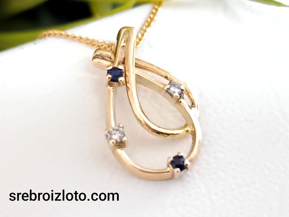 Zawieszka złota z szafirami i brylantami