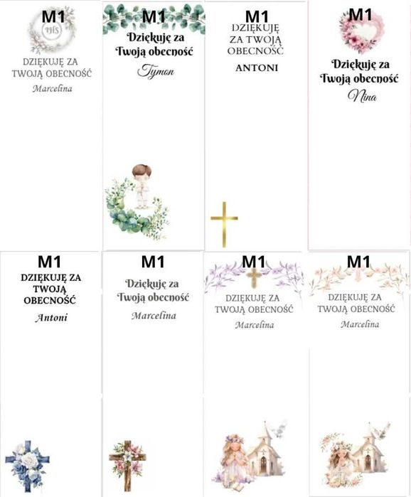 Bileciki do czekoladek Merci Podziękowanie gości na Chrzest Komunia