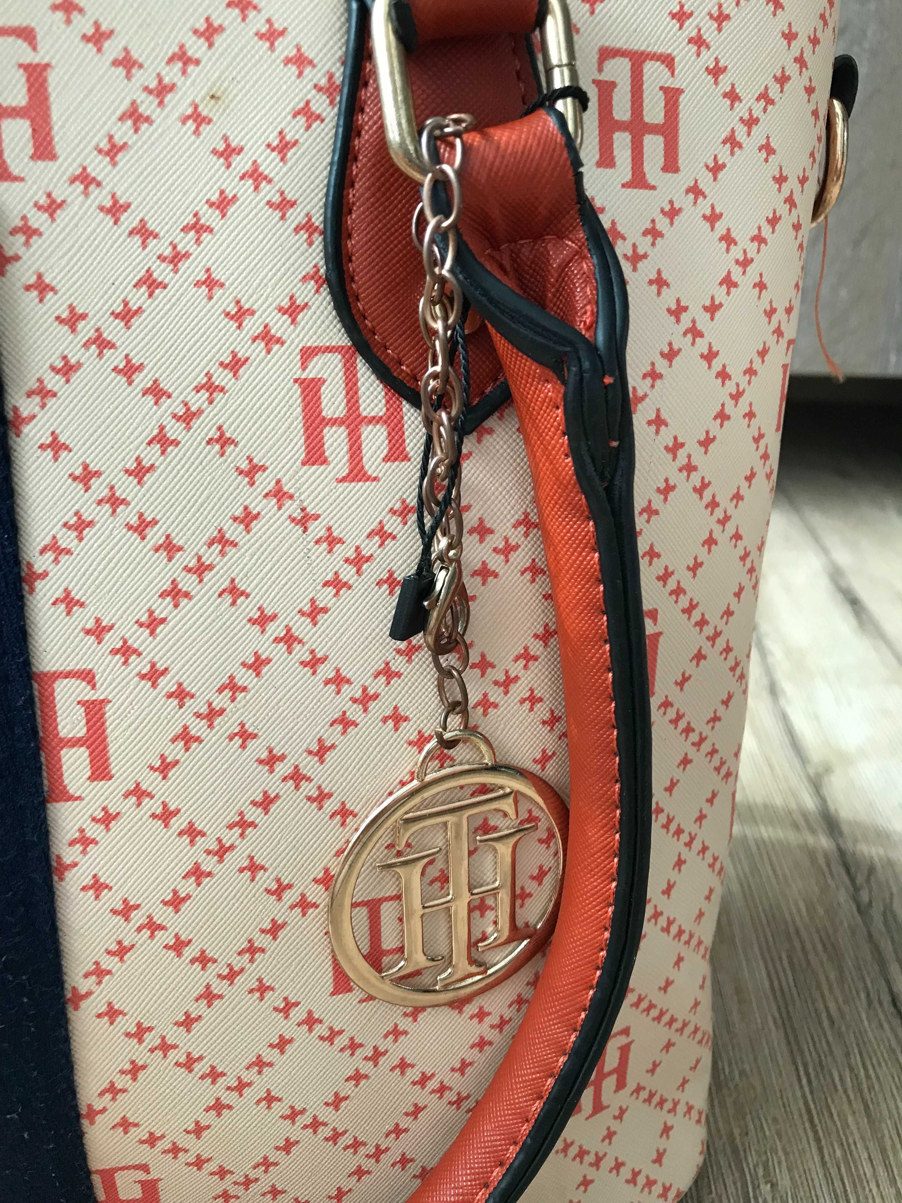 Duża torebka damska Tommy Hilfiger Jacquard Button