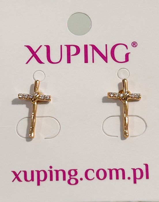 Pozłacane kolczyki krzyże krzyżyki Xuping