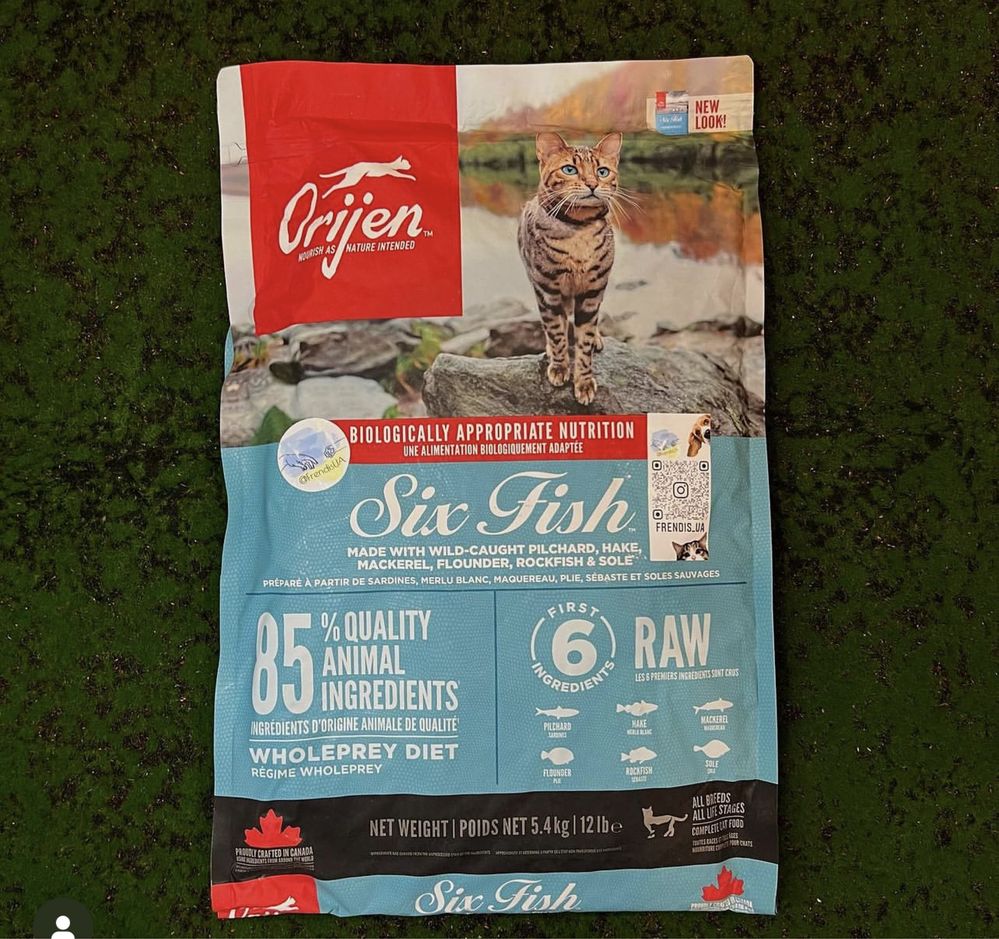 Orijen six fish cat оріджен ориджен сухий корм для котів 5,4 кг
