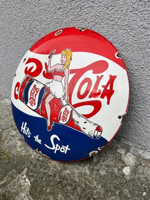 Vintage szyld emaliowany Pepsi Cola emalia tablica reklama USA