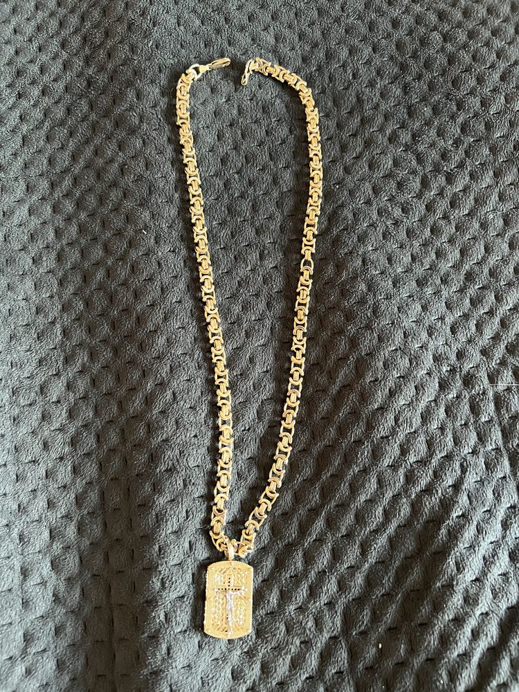 Złoty łańcuszek 65cm  królewski 585 z zawieszką unikatowy
