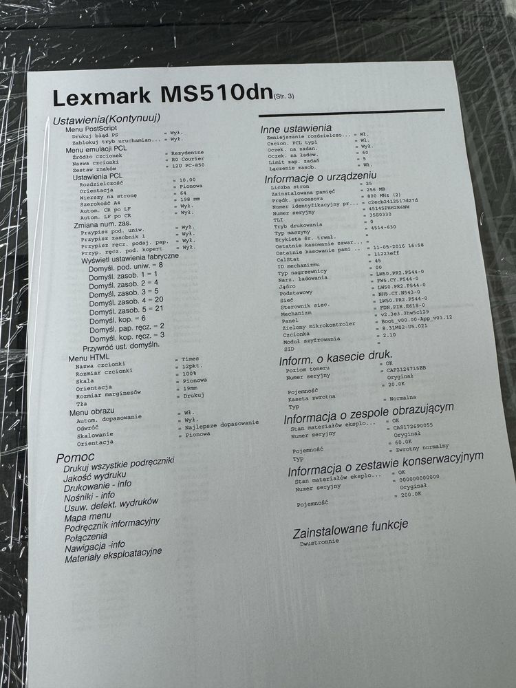 Nowy Lexmark MS510 dn