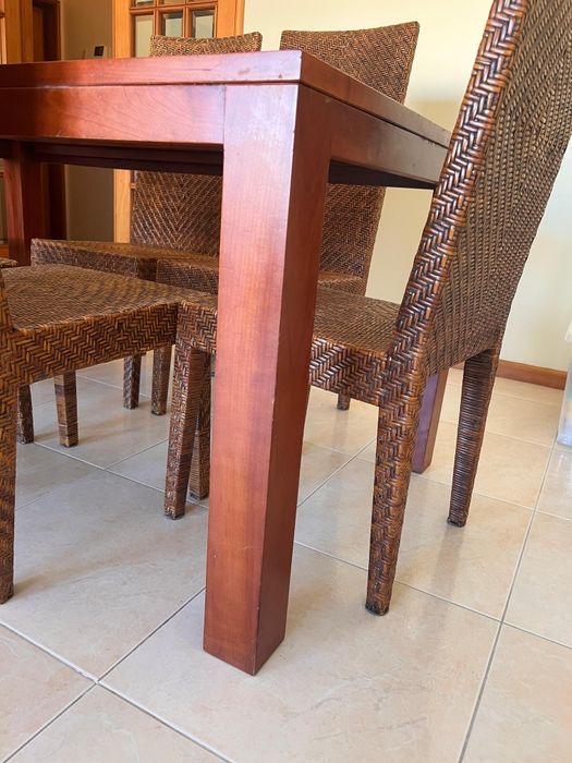 Conjunto de 6 Cadeiras de Jantar em Vime / Rotim com Encosto Alto